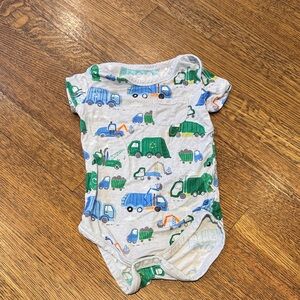 Luxe Play Onesie with Blue and Green Vehicle Print